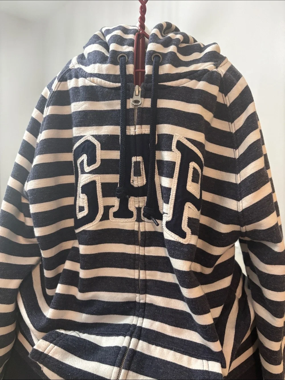 GAP Kids Striped Hoodie Jacket in Navy and Cream
